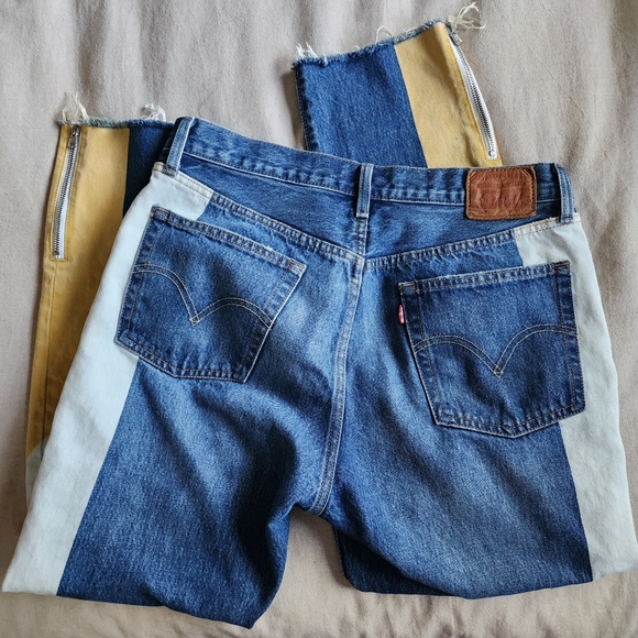 LEVIS 501 Straight Colorblock Moto Jeans - Picture 3 of 4